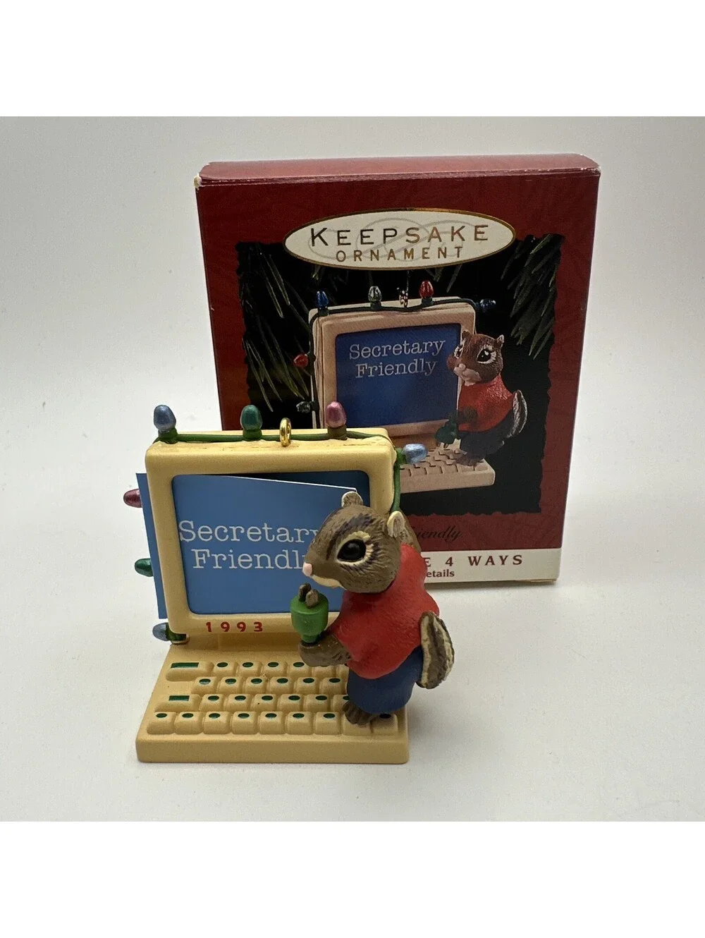Hallmark 1993 Secretary Friendly Keepsake Ornament Personalized Computer w/ Box